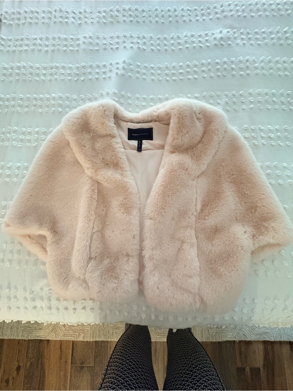 Faux Fur Short Coat Jacket - BCBBG, blush color